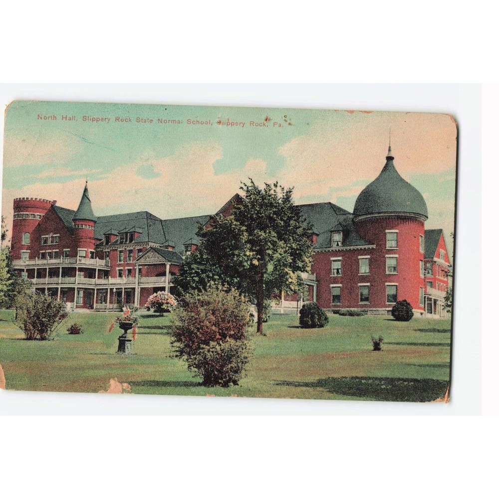 1909 North Hall Slippery Rock State Normal School PA Postcard Litho-Chrome VG-